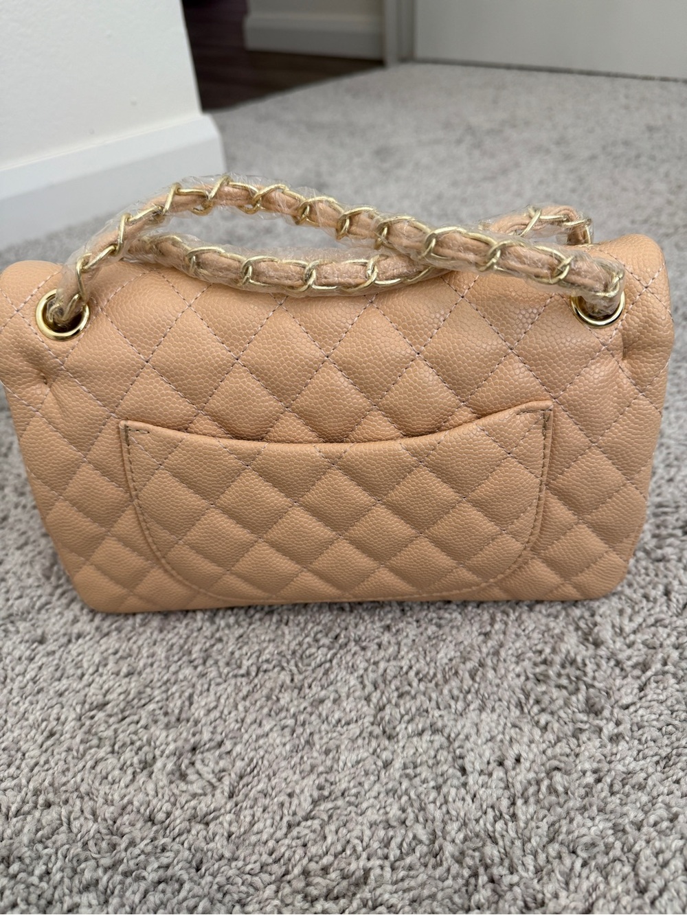 INSPIRED…. Classic Quilted Top-Handle Shoulder Bag in Beige